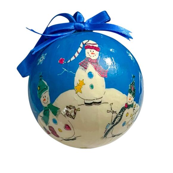 12 Victorian Frosty the Snowman 10" Christmas Ornaments Paper Mache Decoupage - Picture 5 of 7